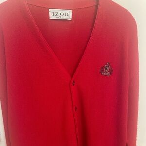 Izod Lacoste Sweater Men’s XL  Red Cardigan  Vintage USA